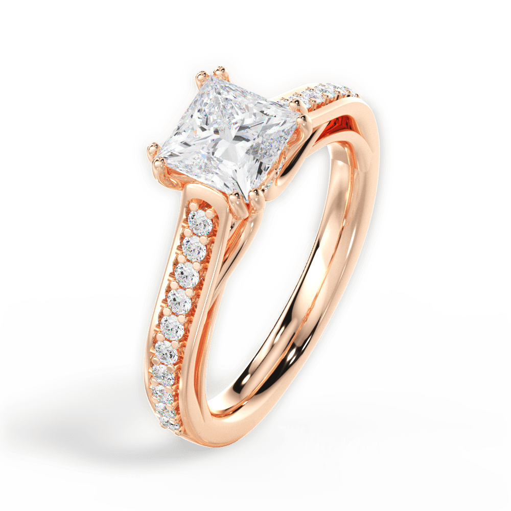 Deborah Princess Cut Lab Grown Diamond 18Kt Rose Gold Engagement Ring - View 3