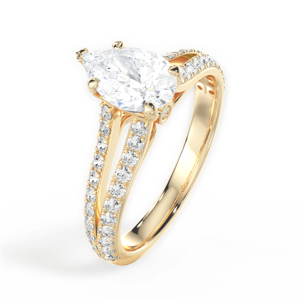 Kendra Pear Cut Lab Grown Diamond 18Kt Yellow Gold Engagement Ring - View 3