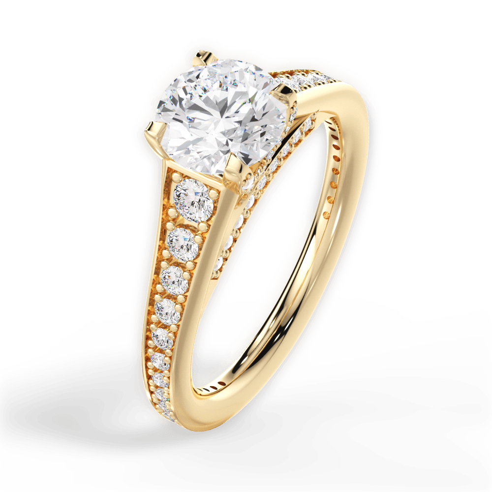 Leslie Round Cut Lab Grown Diamond 18Kt Yellow Gold Engagement Ring - View 4