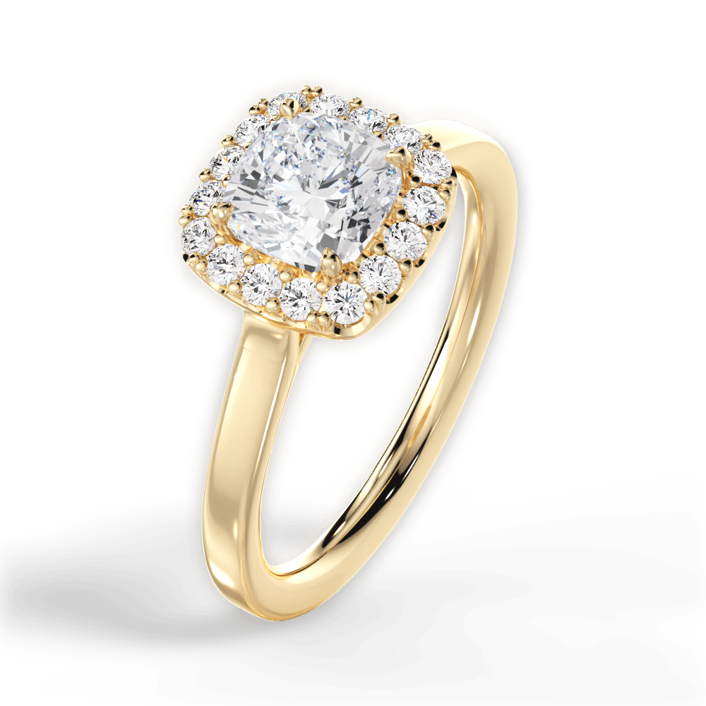 Fiona Cushion Cut Lab Grown Diamond 18Kt Yellow Gold Engagement Ring - View 4