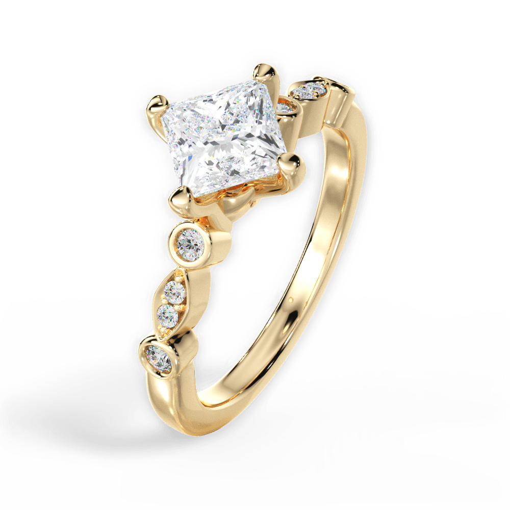 Catherine Princess Cut Lab Grown Diamond 18Kt Yellow Gold Engagement Ring - View 4
