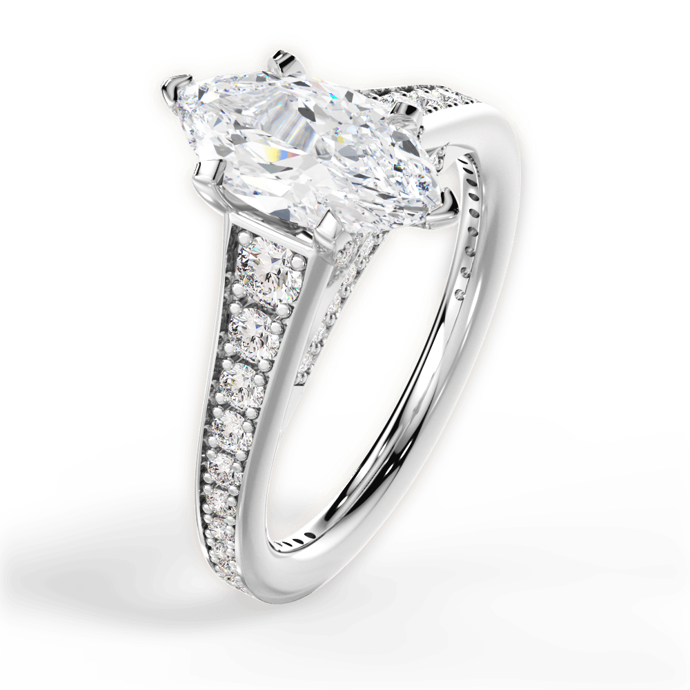 Leslie Marquise Cut Lab Grown Diamond Platinum Engagement Ring - View 2