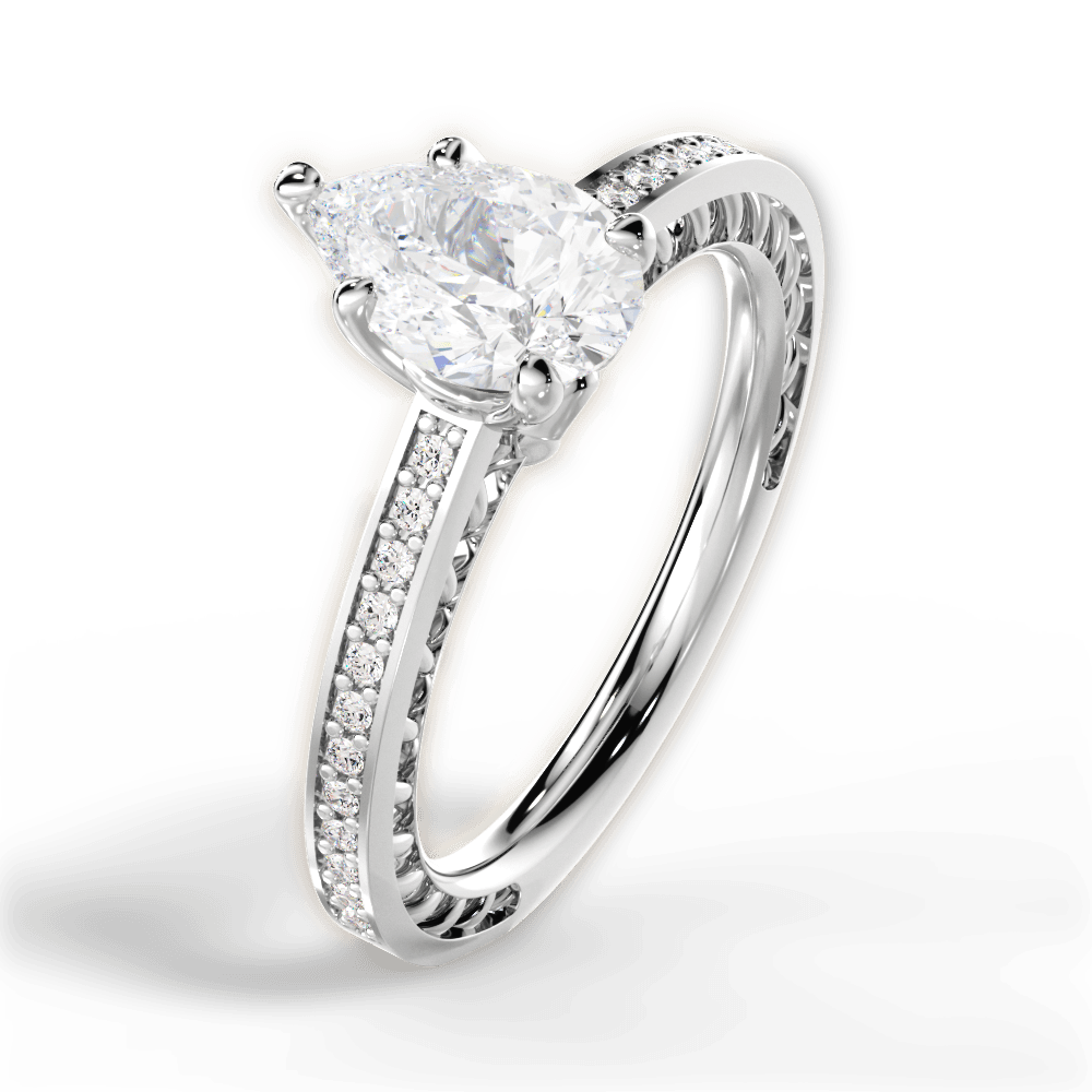Donna Pear Cut Lab Grown Diamond Platinum Engagement Ring - View 3