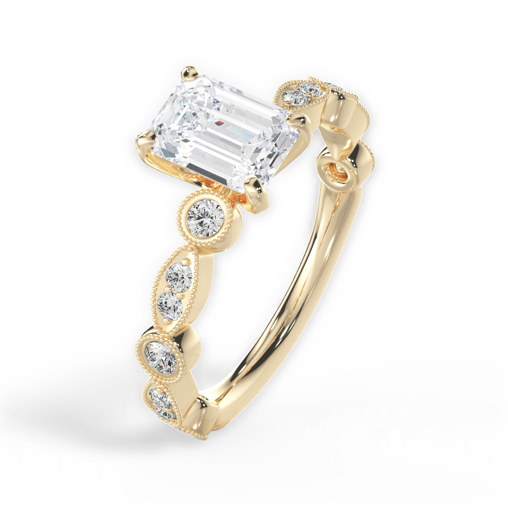 Edith Emerald Cut Lab Grown Diamond 18Kt Yellow Gold Engagement Ring - View 4