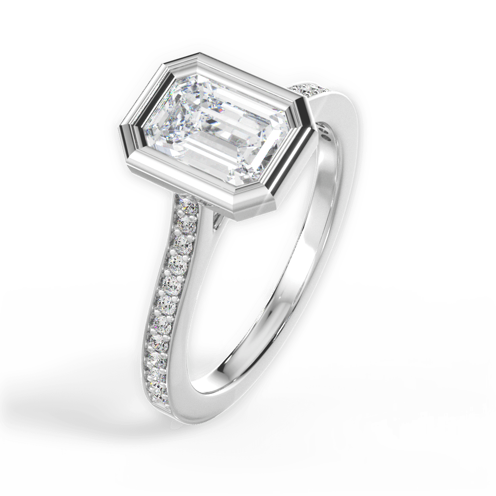 Deanna Emerald Cut Lab Grown Diamond 18Kt White Gold Engagement Ring - View 3