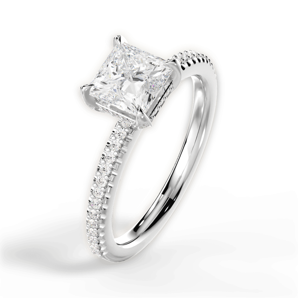 Helen Princess Cut Lab Grown Diamond 14Kt White Gold Engagement Ring - View 4