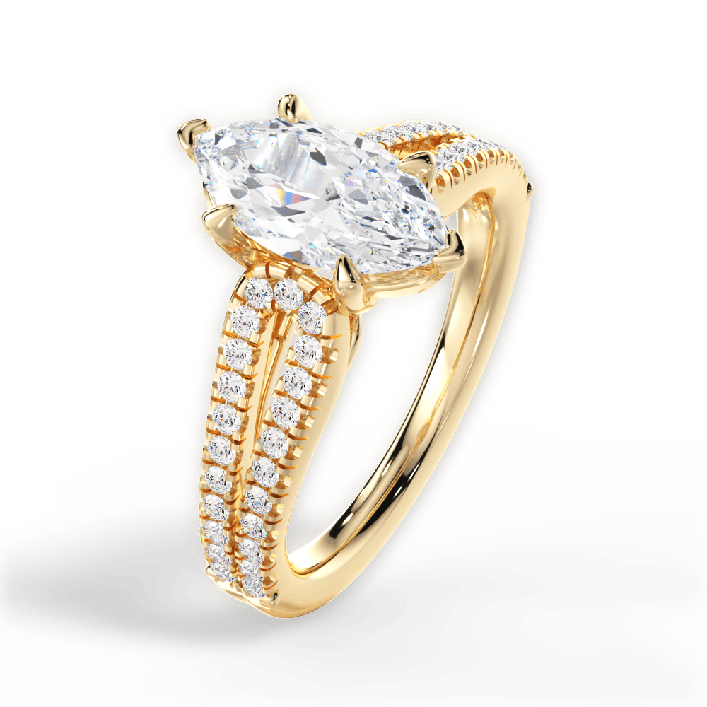 Jessica Marquise Cut Lab Grown Diamond 18Kt Yellow Gold Engagement Ring - View 4