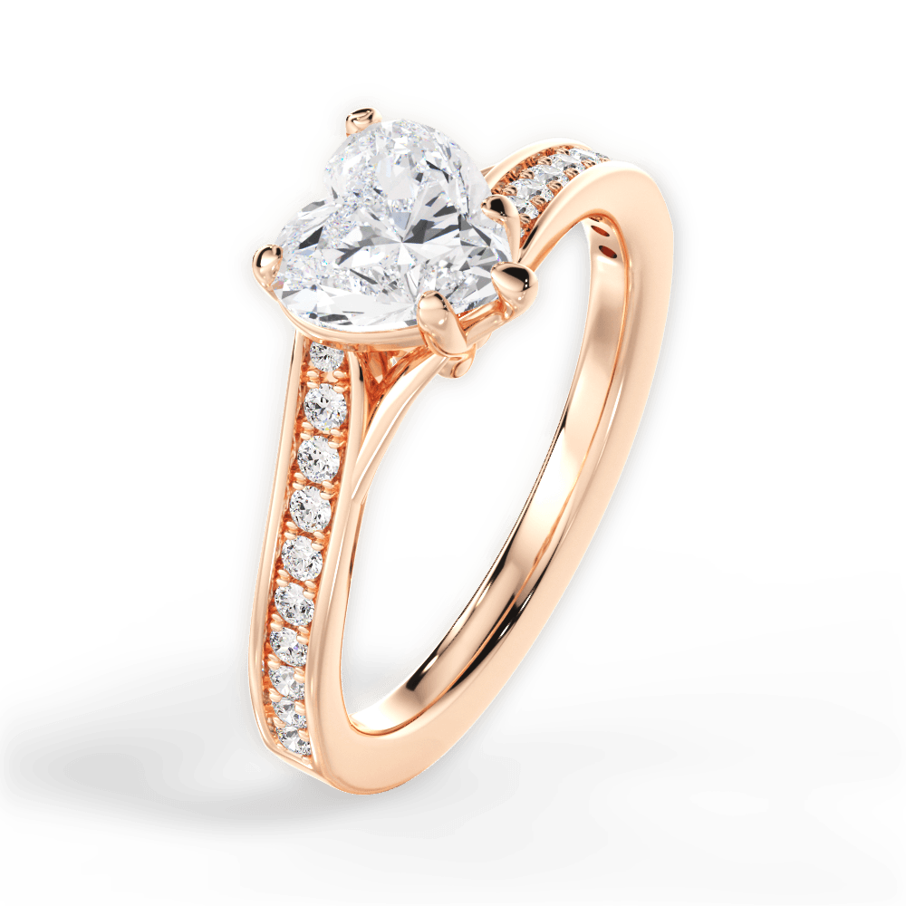 Elise Heart Cut Lab Grown Diamond 18Kt Rose Gold Engagement Ring - View 3