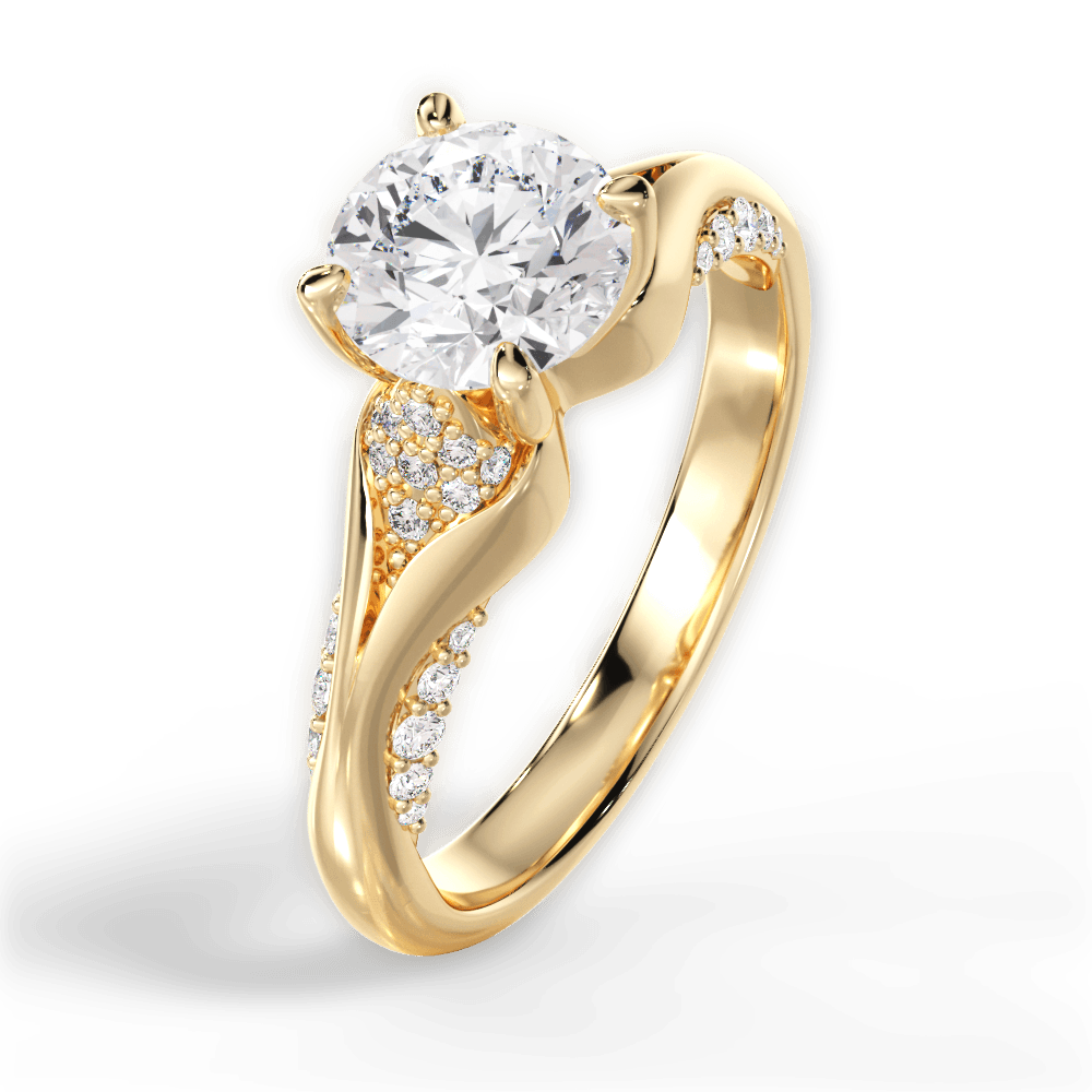 Isabel Round Cut Lab Grown Diamond 18Kt Yellow Gold Engagement Ring - View 3