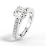 Denise Round Cut Lab Grown Diamond Platinum Engagement Ring - View 3