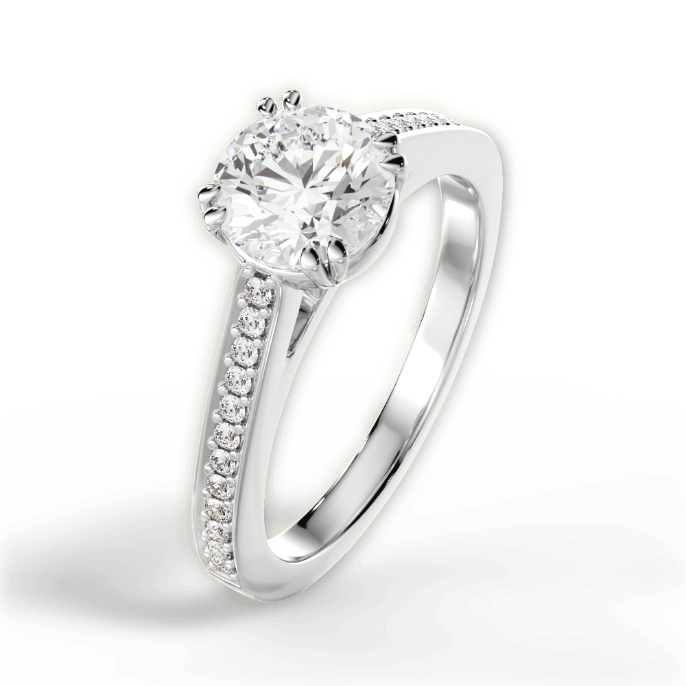 Denise Round Cut Lab Grown Diamond 14Kt White Gold Engagement Ring - View 3