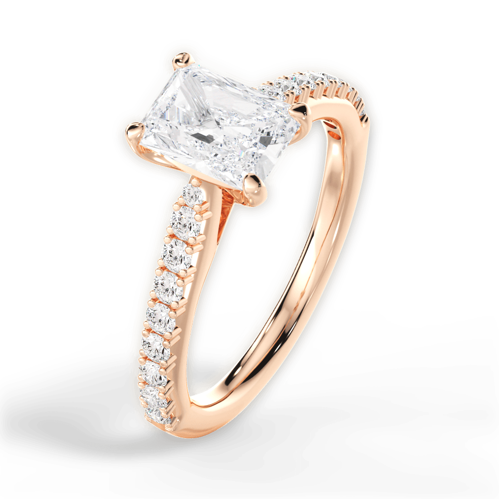 Frances Radiant Cut Lab Grown Diamond 18Kt Rose Gold Engagement Ring - View 3