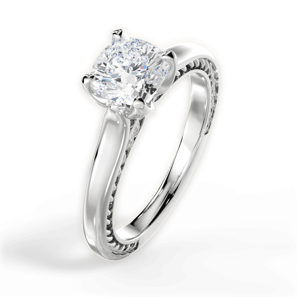 Carrie Cushion Cut Lab Grown Diamond 14Kt White Gold Engagement Ring - View 2
