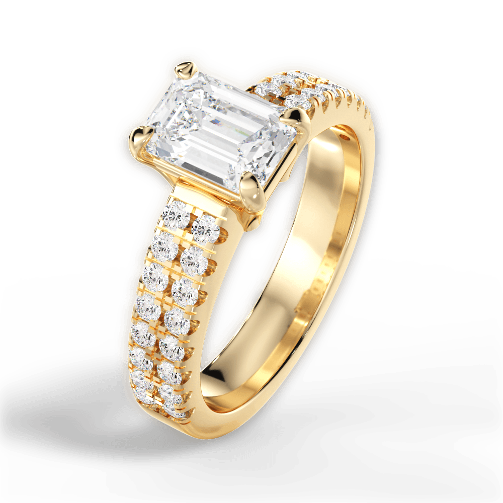 Kayla Emerald Cut Lab Grown Diamond 18Kt Yellow Gold Engagement Ring - View 3