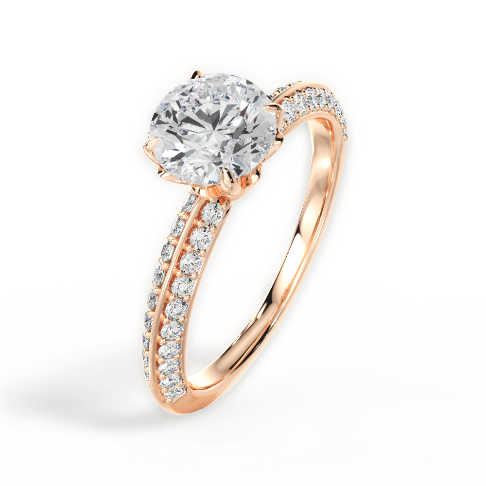 Gail Round Cut Lab Grown Diamond 18Kt Rose Gold Engagement Ring - View 3