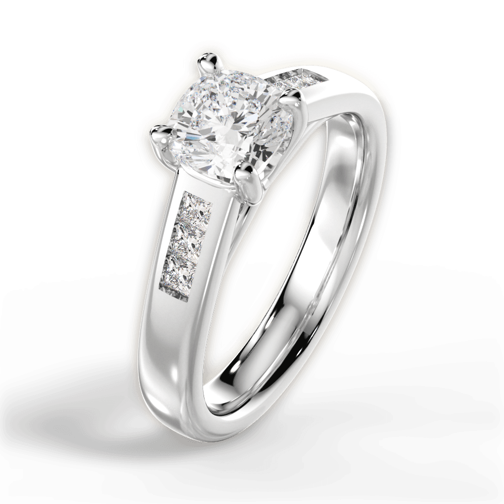 Brittany Cushion Cut Lab Grown Diamond 18Kt White Gold Engagement Ring - View 3