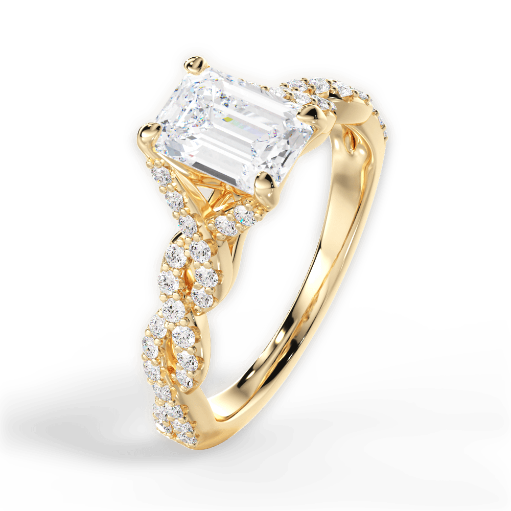 Justine Emerald Cut Lab Grown Diamond 18Kt Yellow Gold Engagement Ring - View 3