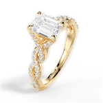 Justine Emerald Cut Lab Grown Diamond 18Kt Yellow Gold Engagement Ring - View 3