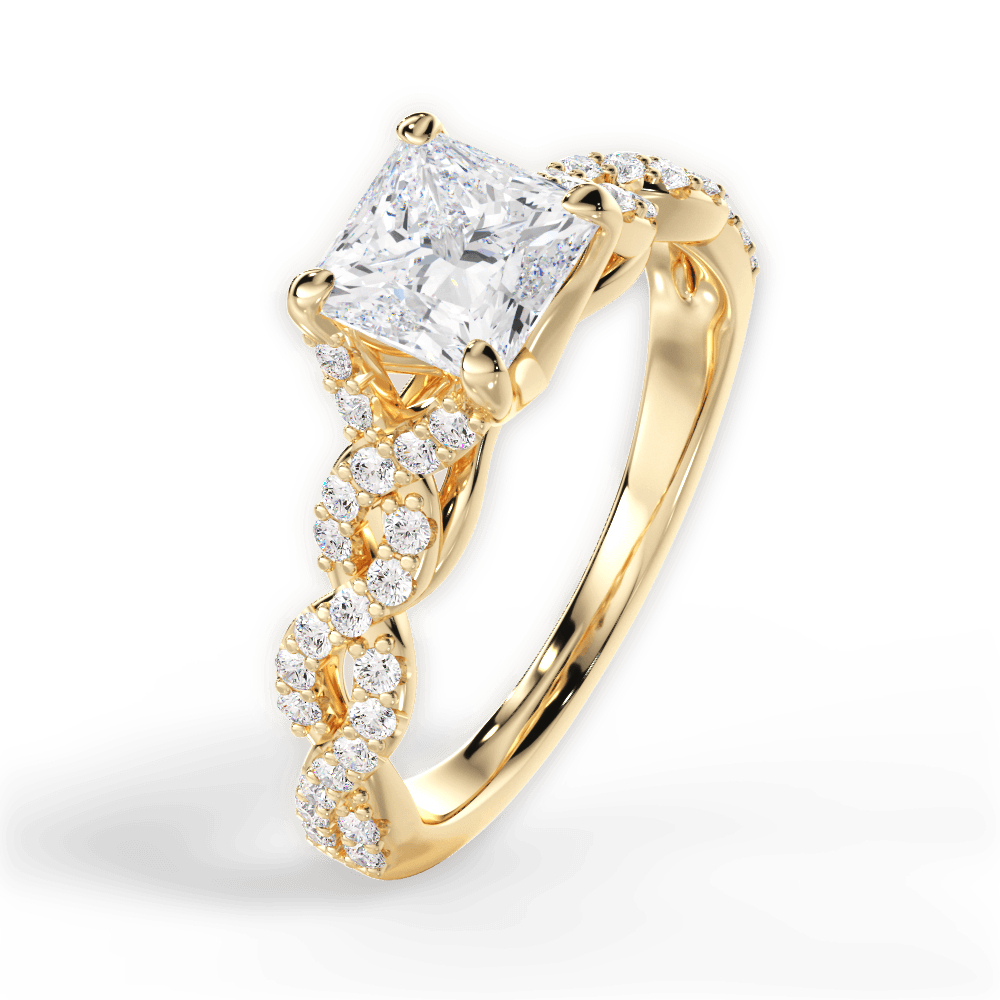 Justine Princess Cut Lab Grown Diamond 18Kt Yellow Gold Engagement Ring - View 3