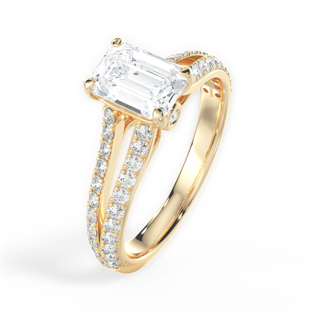 Kendra Emerald Cut Lab Grown Diamond 18Kt Yellow Gold Engagement Ring - View 3