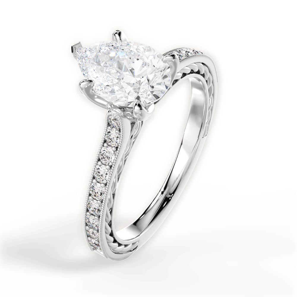 Gilda Pear Cut Lab Grown Diamond Platinum Engagement Ring - View 4