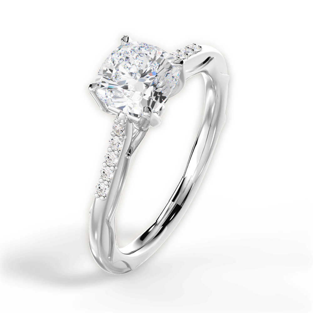 Christina Cushion Cut Lab Grown Diamond Platinum Engagement Ring - View 2