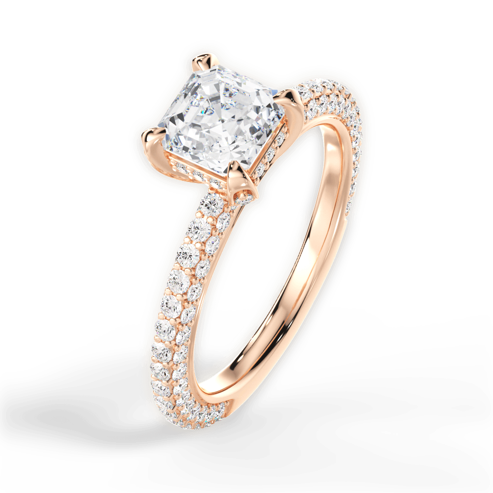 Madeline Asscher Cut Lab Grown Diamond 18Kt Rose Gold Engagement Ring - View 2