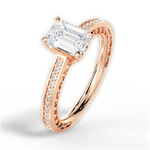 Donna Emerald Cut Lab Grown Diamond 18Kt Rose Gold Engagement Ring - View 4