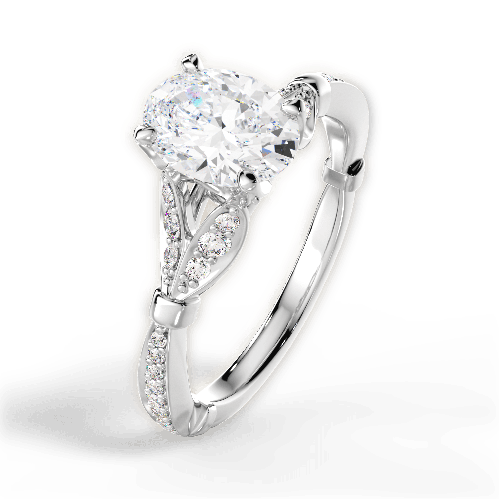 Geraldine Oval Cut Lab Grown Diamond 18Kt White Gold Engagement Ring - View 4