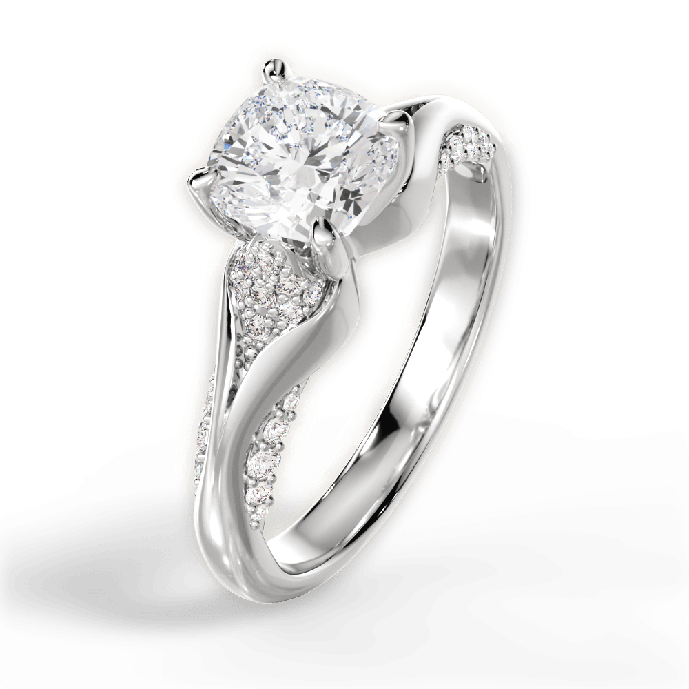 Isabel Cushion Cut Lab Grown Diamond 18Kt White Gold Engagement Ring - View 4