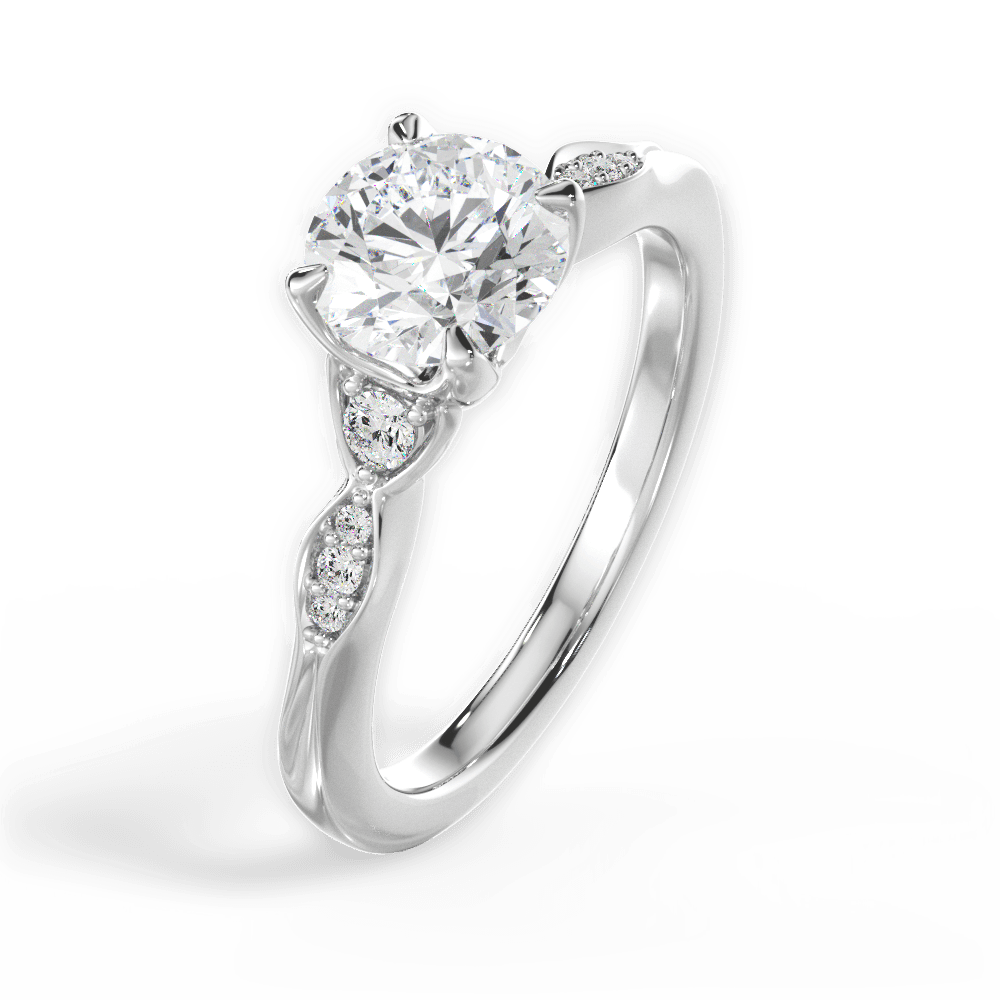 Cassie Round Cut Lab Grown Diamond 14Kt White Gold Engagement Ring - View 4