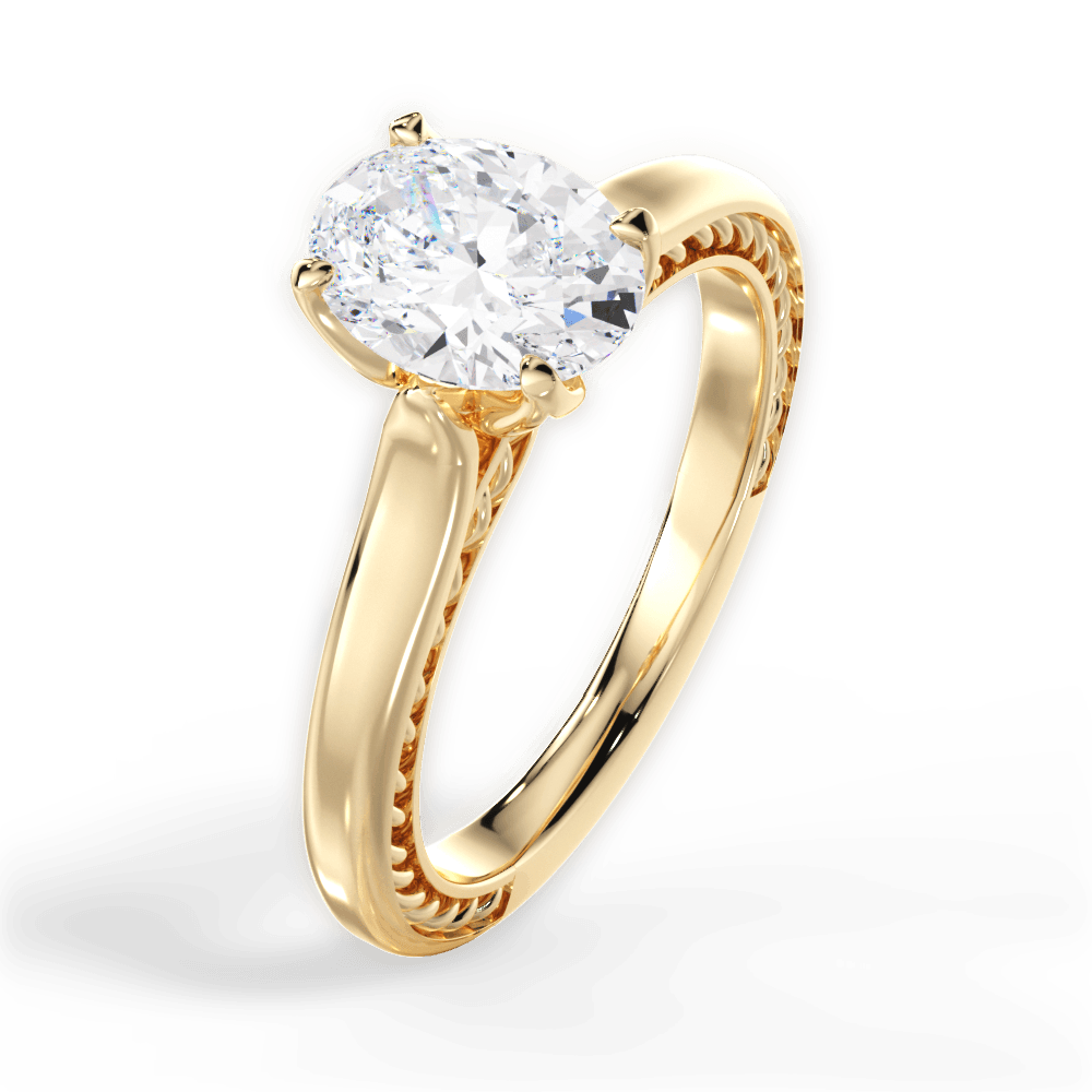 Carrie Oval Cut Lab Grown Diamond 18Kt Yellow Gold Engagement Ring - View 4