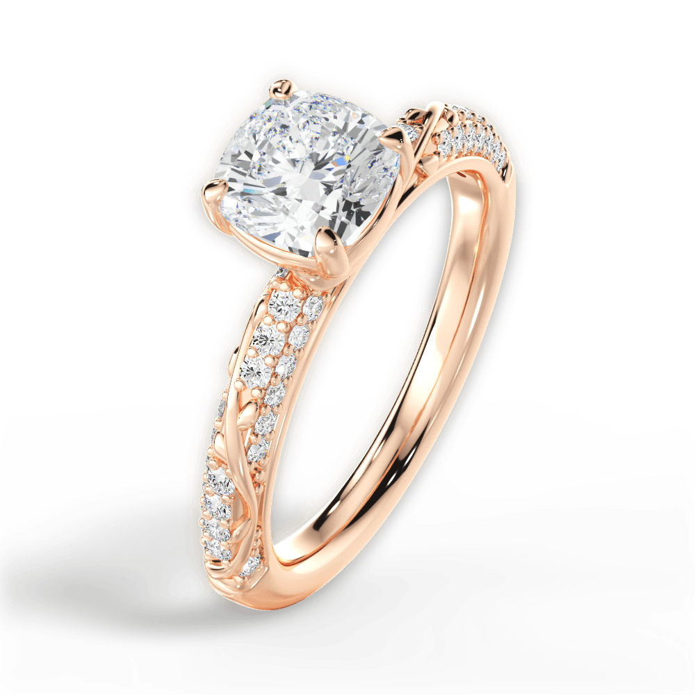 Gloria Cushion Cut Lab Grown Diamond 18Kt Rose Gold Engagement Ring - View 3