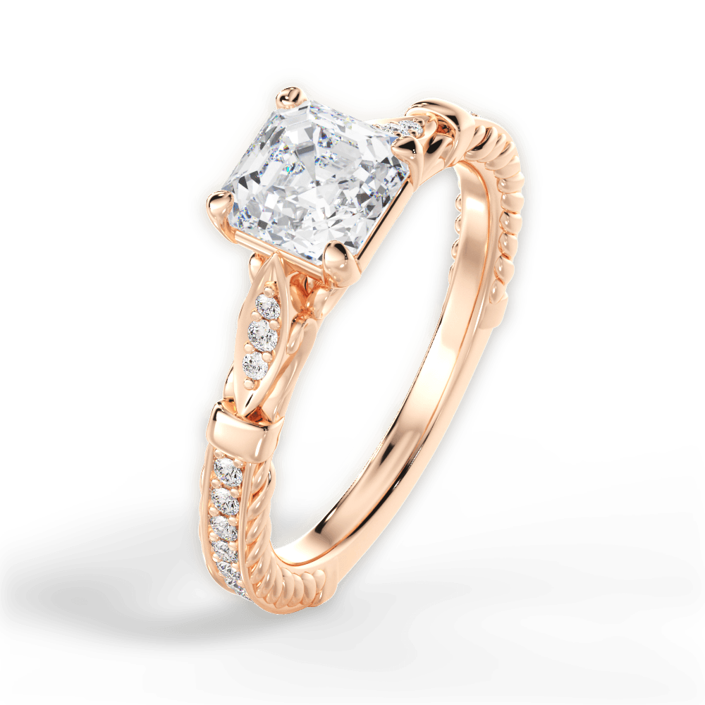 Gabriela Asscher Cut Lab Grown Diamond 18Kt Rose Gold Engagement Ring - View 3