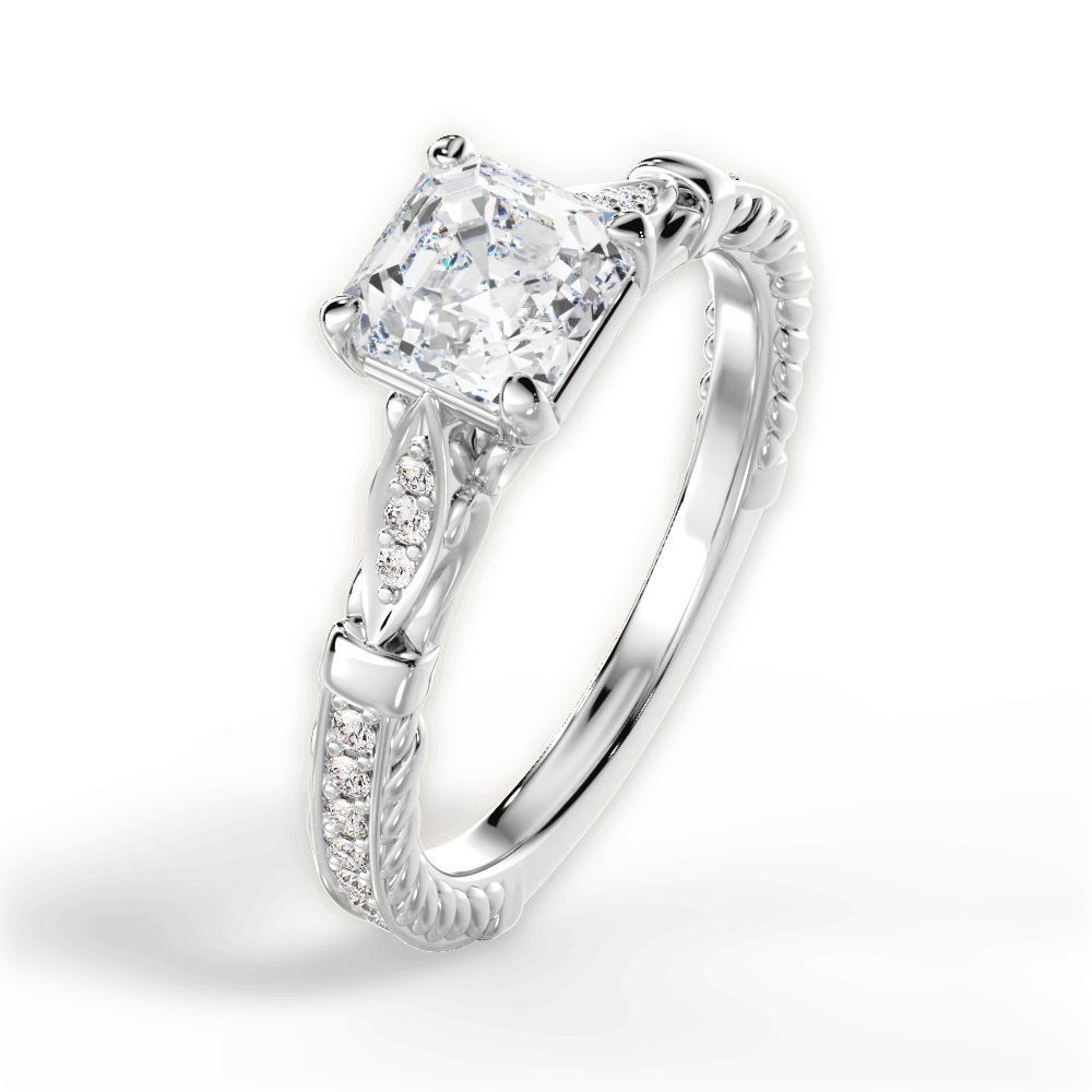 Gabriela Asscher Cut Lab Grown Diamond Platinum Engagement Ring - View 4
