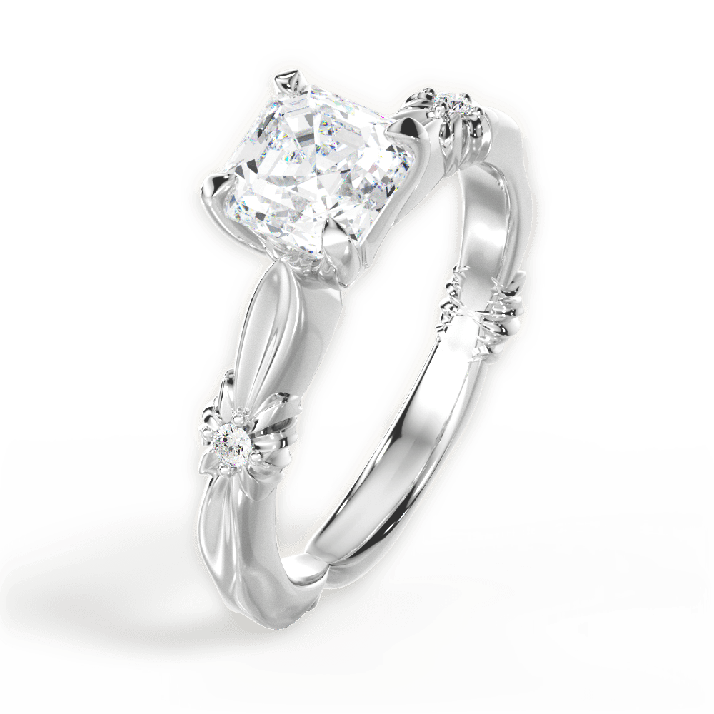 Claire Asscher Cut Lab Grown Diamond 18Kt White Gold Engagement Ring - View 2