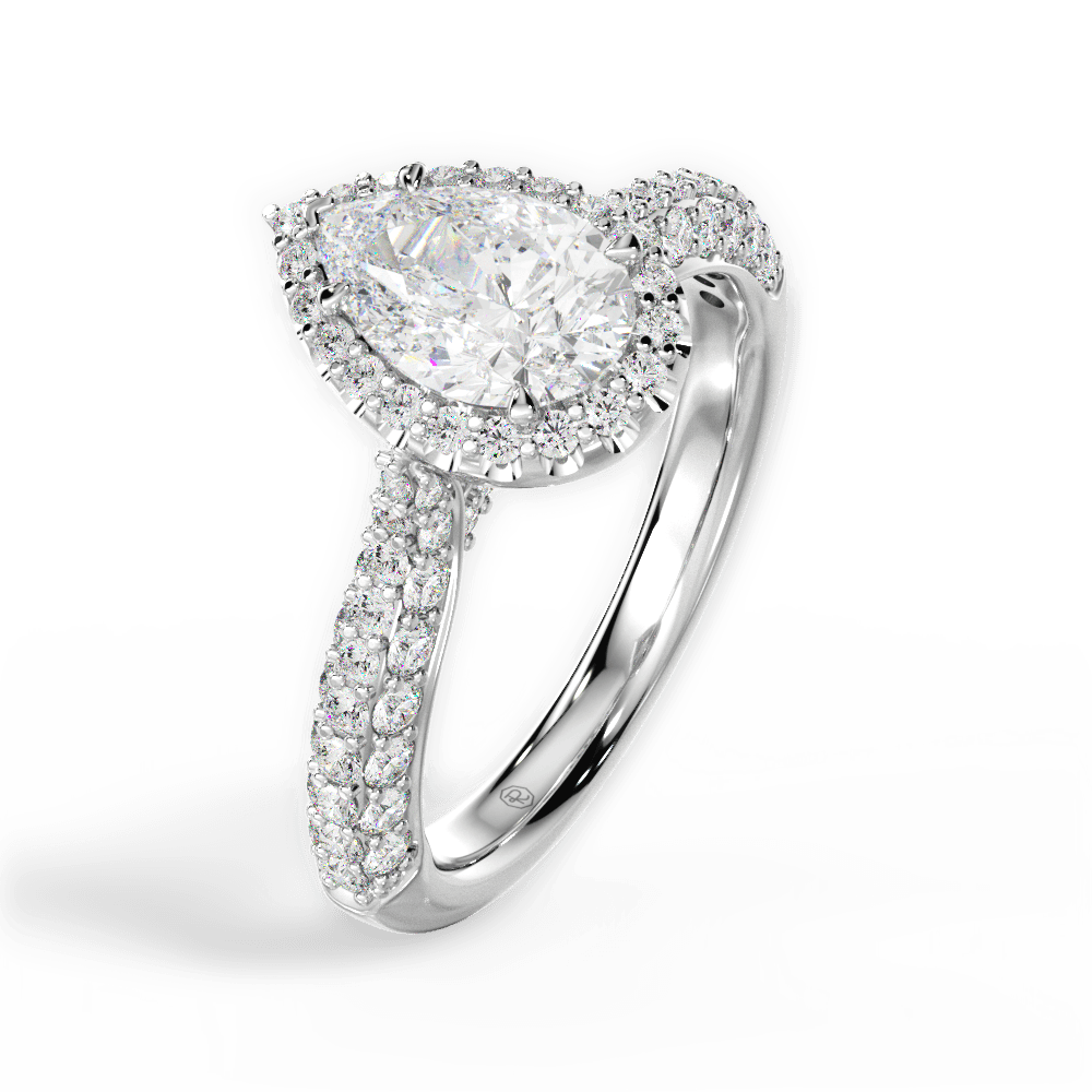 Lucy Pear Cut Lab Grown Diamond 18Kt White Gold Engagement Ring - View 3