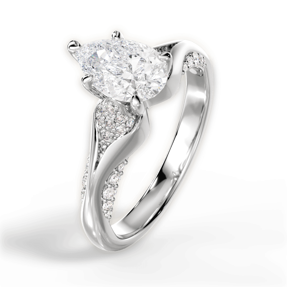 Isabel Pear Cut Lab Grown Diamond 18Kt White Gold Engagement Ring - View 3