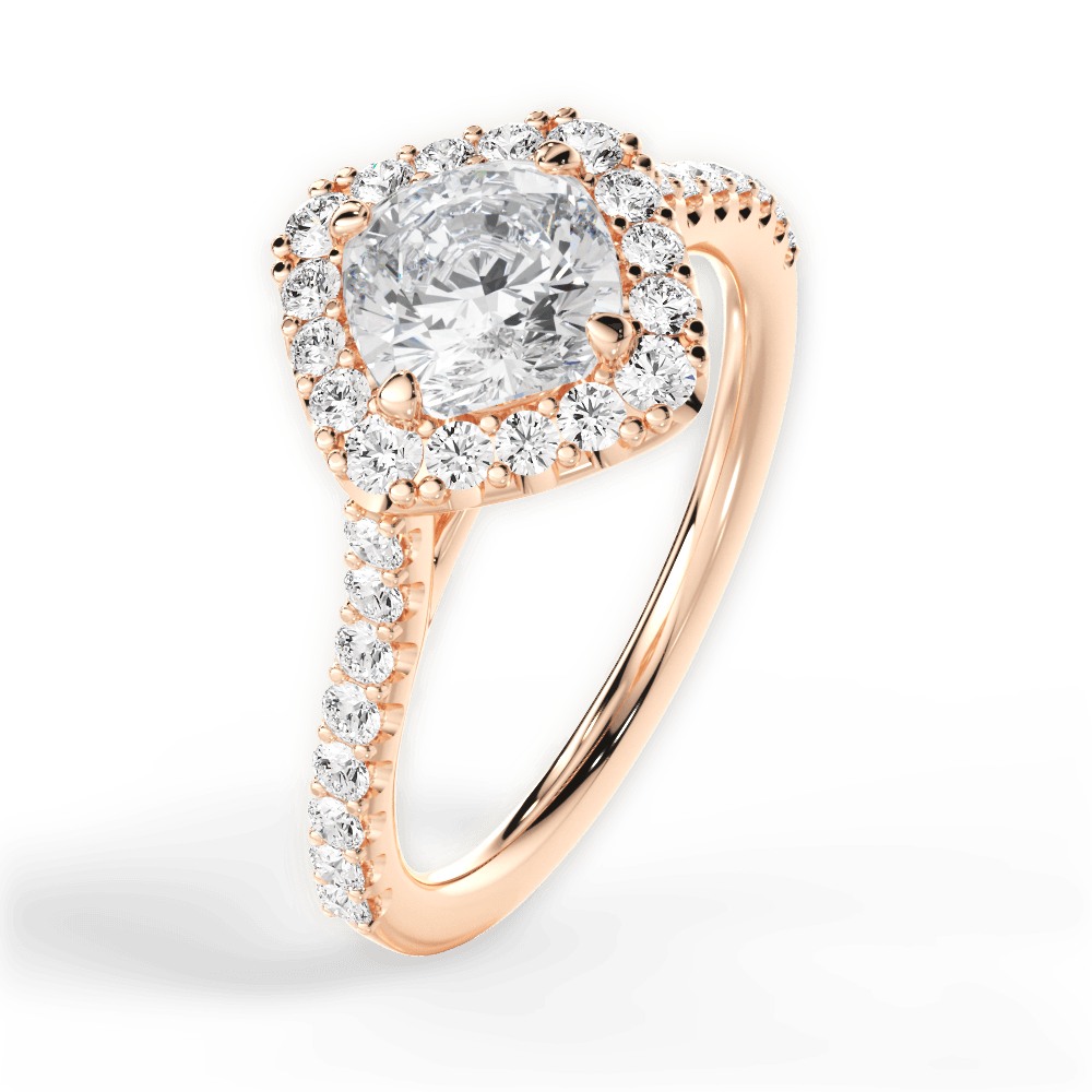 Jackie Cushion Cut Lab Grown Diamond 18Kt Rose Gold Engagement Ring - View 2