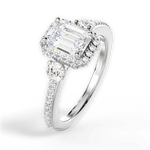 Julia Emerald Cut Lab Grown Diamond 18Kt White Gold Engagement Ring - View 4