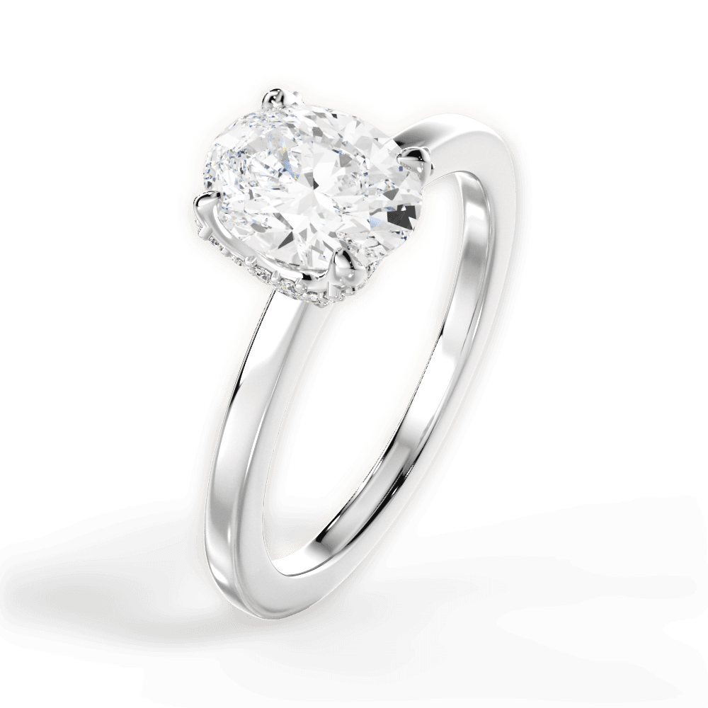 Gemma Oval Cut Lab Grown Diamond 18Kt White Gold Engagement Ring - View 2
