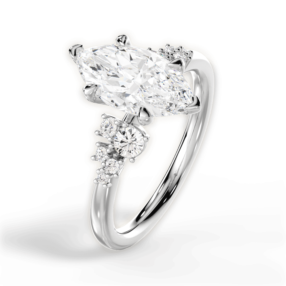 Carmen Marquise Cut Lab Grown Diamond 18Kt White Gold Engagement Ring - View 4