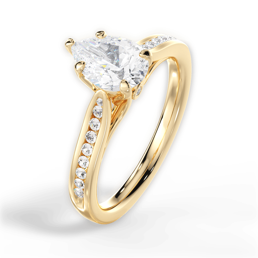 Elena Pear Cut Lab Grown Diamond 18Kt Yellow Gold Engagement Ring - View 3