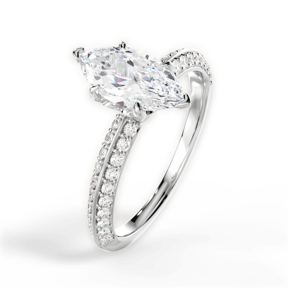 Gail Marquise Cut Lab Grown Diamond 18Kt White Gold Engagement Ring - View 2
