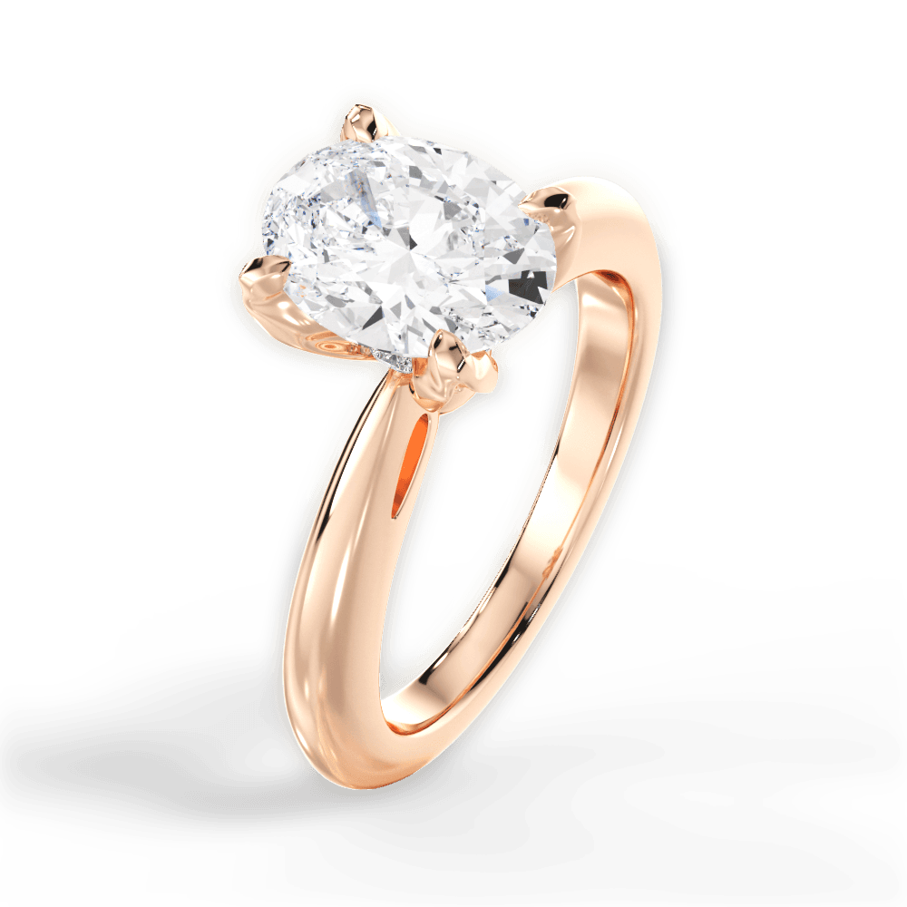 Elaine Oval Cut Lab Grown Diamond 18Kt Rose Gold Engagement Ring - View 4