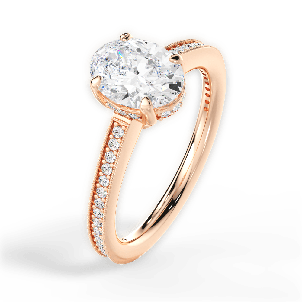 Janet Oval Cut Lab Grown Diamond 18Kt Rose Gold Engagement Ring - View 4