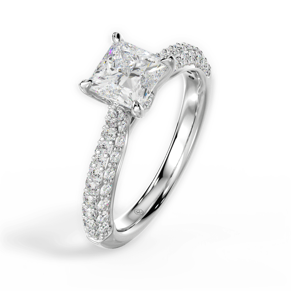 Kira Princess Cut Lab Grown Diamond 14Kt White Gold Engagement Ring - View 2