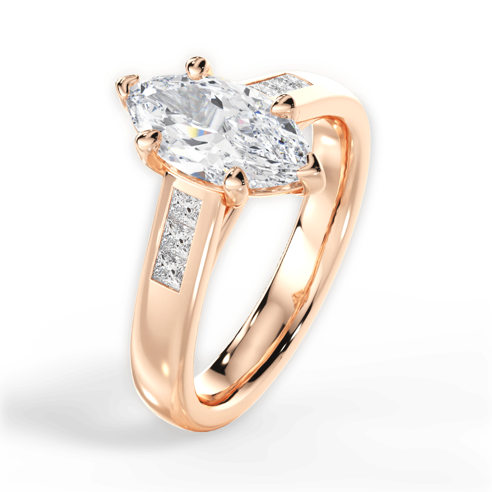 Brittany Marquise Cut Lab Grown Diamond 18Kt Rose Gold Engagement Ring - View 2