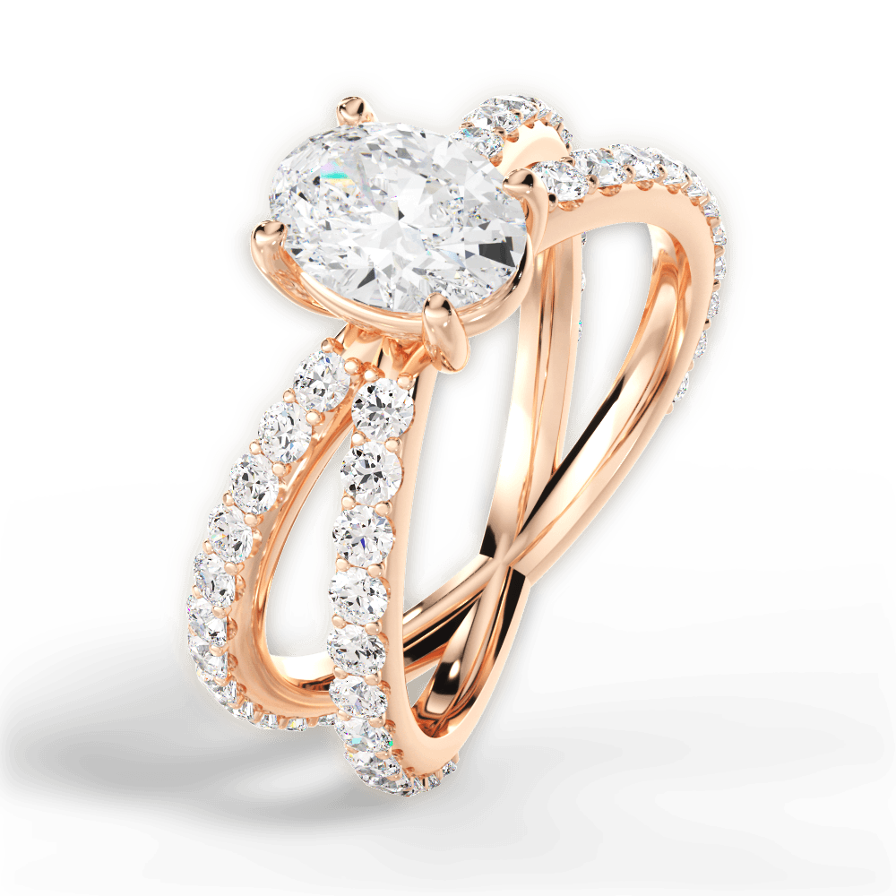 Lauren Oval Cut Lab Grown Diamond 18Kt Rose Gold Engagement Ring - View 3