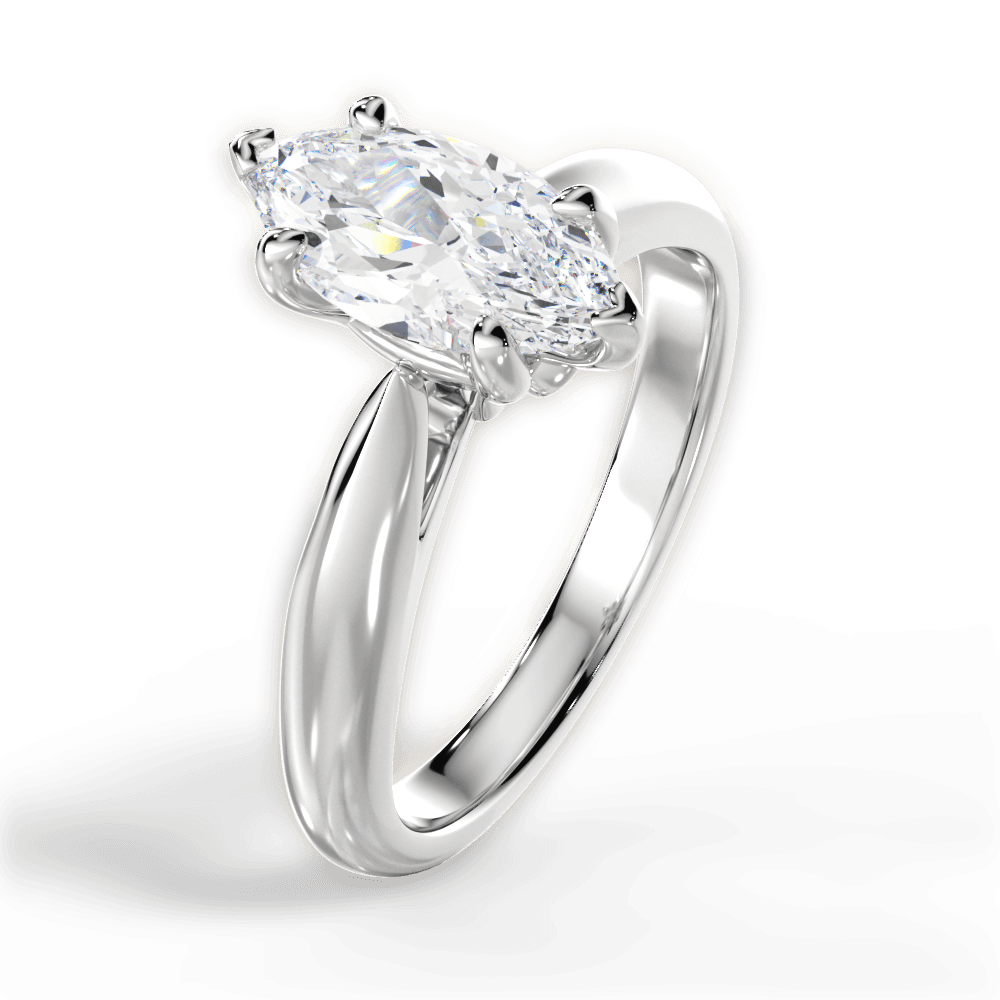 Beverly Marquise Cut Lab Grown Diamond 18Kt White Gold Engagement Ring - View 4